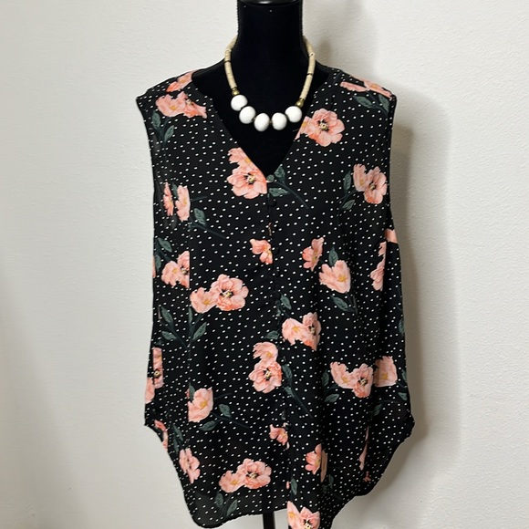 Torrid Harper size 1 sleeveless semi-sheer button-up floral blouse - Picture 7 of 11